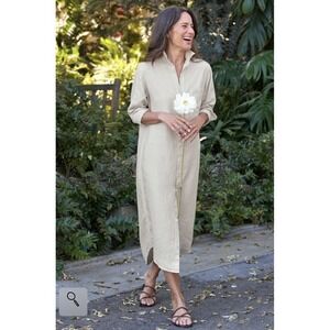 Frank & Eileen Women's Rory Maxi Dress Washed Linen Size XS/S Long Sleeve Button